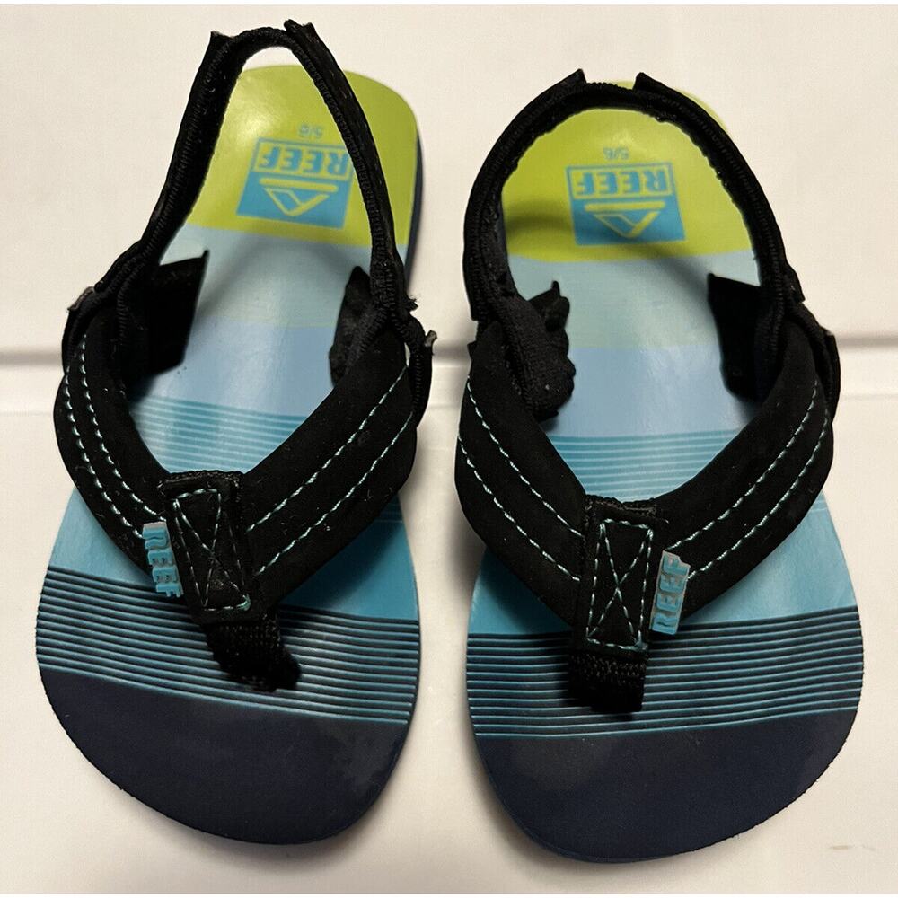 Reef Flip Flops Toddler Boys Size 5/6 slip on with ankle strap EUC